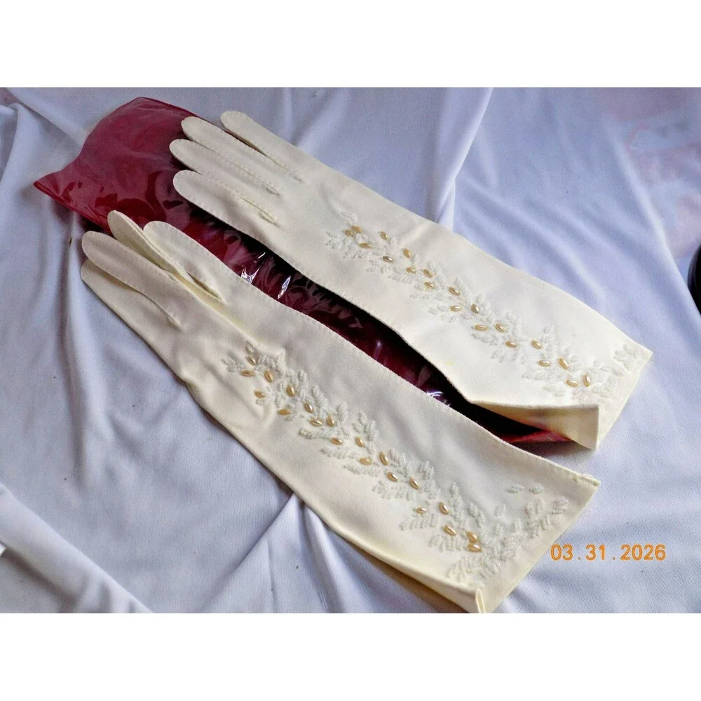 Vintage Hong Kong women's long gloves size 7